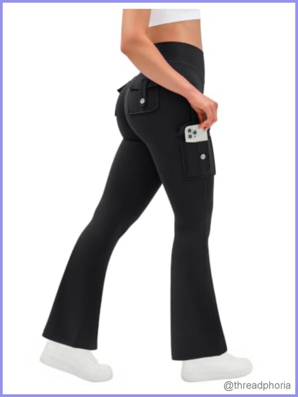 High Waist Yoga Pants with Cargo Pockets Scrunch Butt Lifting Flare Leggings